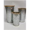 Image 1 : SET OF 3 METAL & WICKER PLANTERS