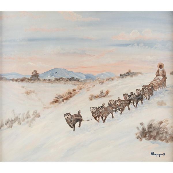 George Ahgupuk, oil on canvasboard