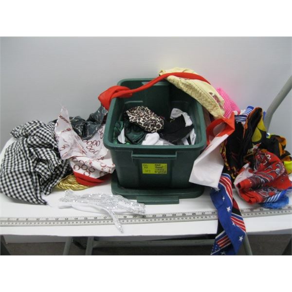 BIN OF ASST. HEADCOVERS, BANDANAS, ETC.