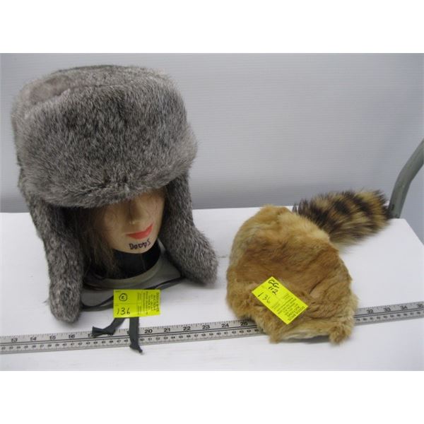 RABBIT FUR HAT & FUR HAT WITH TAIL