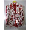 Image 1 : FLORAL PATTERN JACKET & RED SHIRT, MATCHING PANTS WITH TIE
