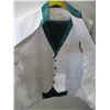 Image 2 : WHITE & GREEN SUIT JACKET, VEST & PANTS