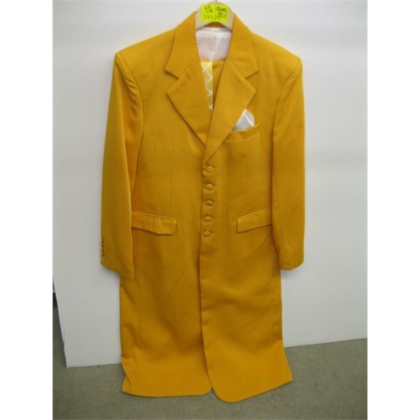 BRIGHT ORANGE LONG COAT WITH TIE & VEST & PANTS