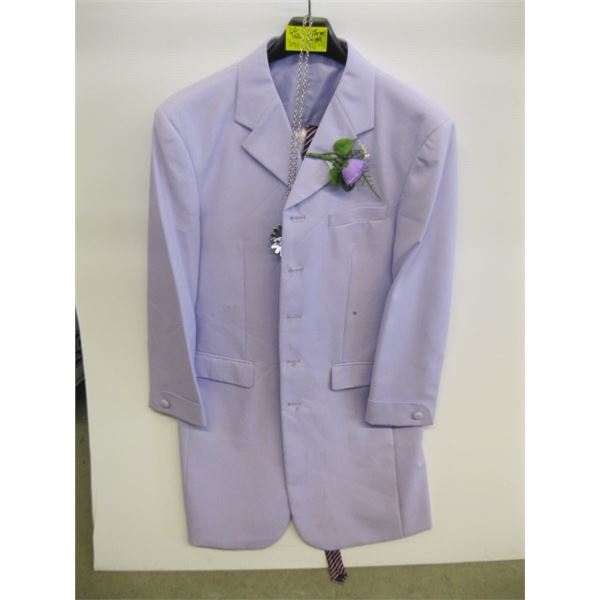 MAUVE LONG SUIT JACKET WITH VEST, PANTS, TIES, ETC.