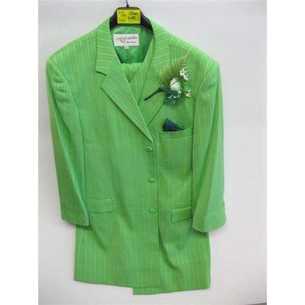 GREEN STRIPED SUIT JACKET WITH VEST & PANTS