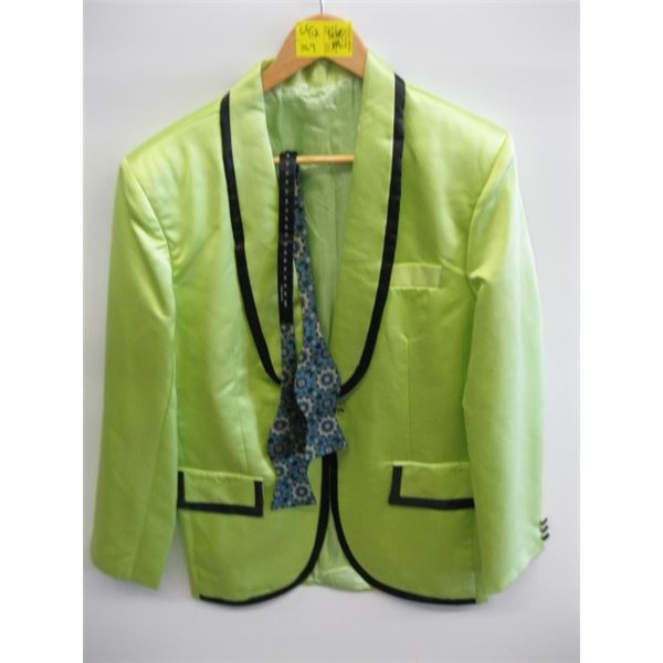 GREEN SUIT JACKET WITH BLACK STRIPING & TIE