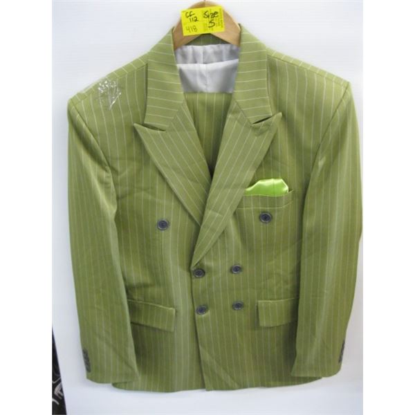 GREEN PIN STRIPED SUIT WITH VEST & PANTS