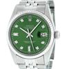 Image 2 : Rolex Mens Stainless Green Diamond 36MM Datejust Wristwatch Oyster Perpetual