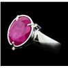 Image 1 : 5.85 ctw Ruby And Diamond Ring - 14KT Yellow Gold with Rhodium Plating