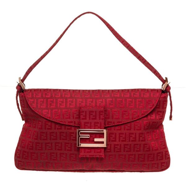 Fendi Red Mamma Baguette Hobo Bag