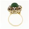 Image 8 : Vintage 18k Yellow Gold Round Jade Solitaire & 0.36 ctw Diamond Halo Frame Ring