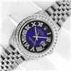 Image 2 : Rolex Mens Stainless Steel Blue Vignette Roman 3 ctw Diamond Datejust Wristwatch