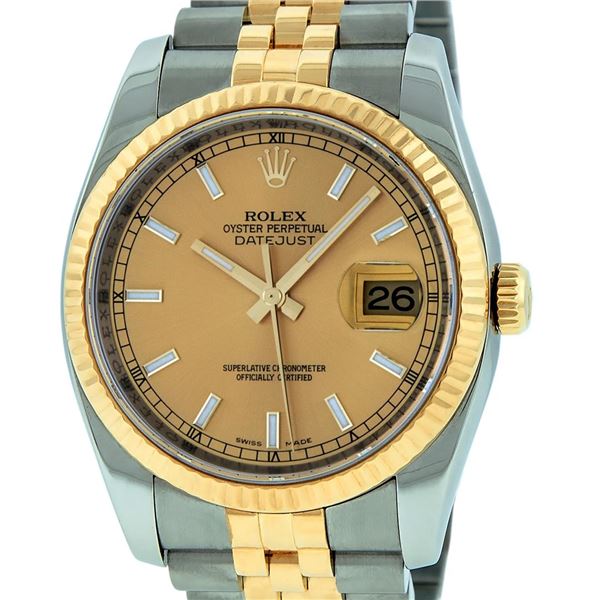 Rolex Mens New Style 18K Yellow Gold And Stainless Steel Datejust Wristwatch