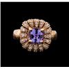 Image 2 : 14KT Rose Gold 1.68 ctw Tanzanite and Diamond Ring