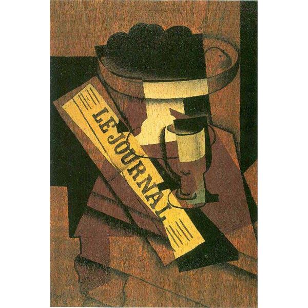 Juan Gris - Fruit Bowl, Glass And Newspaper