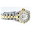 Image 4 : Rolex Ladies 2 Tone MOP Diamond & Emerald Datejust Oyster Perpetual Wristwatch
