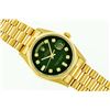 Image 3 : Rolex Mens President 18K Yellow Gold Green Vignette VVS 36MM Box Booklets