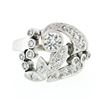 Image 4 : Fancy Antique Art Deco Platinum 1.24 ctw Diamond Flower Leaf Dinner Cocktail Rin