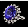 11.09 ctw Tanzanite and Diamond Ring - 14KT White Gold