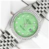 Image 2 : Rolex Mens Stainless Steel Green Diamond 36MM Oyster Perpetual Datejust