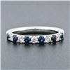 Image 2 : 18K White Gold .90 ctw Round Brilliant Diamond & Sapphire Wedding Band Stack Rin