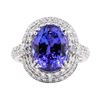 Image 2 : 7.05 ctw Tanzanite and Diamond Ring - Platinum