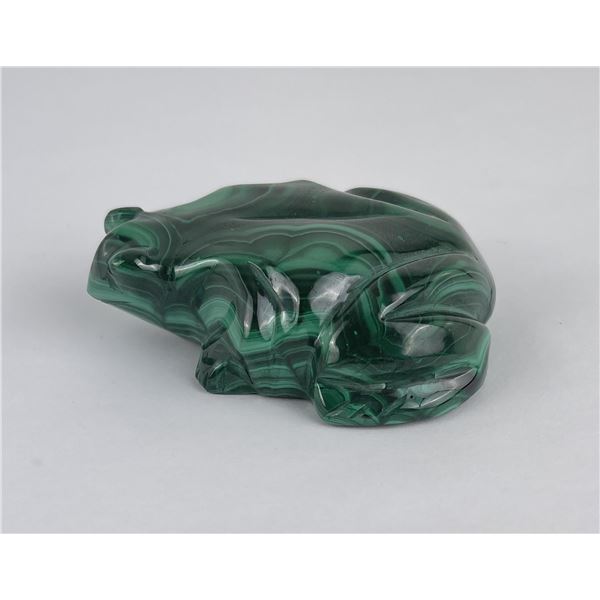 Hand Carved Malachite Stone Frog Toad