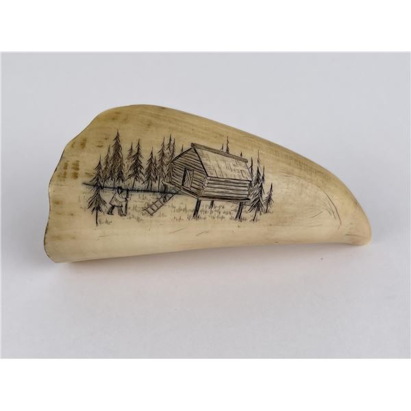 Antique Eskimo Inuit Scrimshaw Whale Tooth