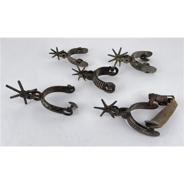 Group of 5 Antique Single Charro Spurs