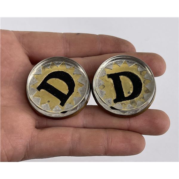 Antique Reverse Painted Bridle Rosettes