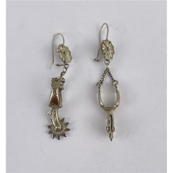 10k Gold Sterling Silver Cowboy Spur Earrings
