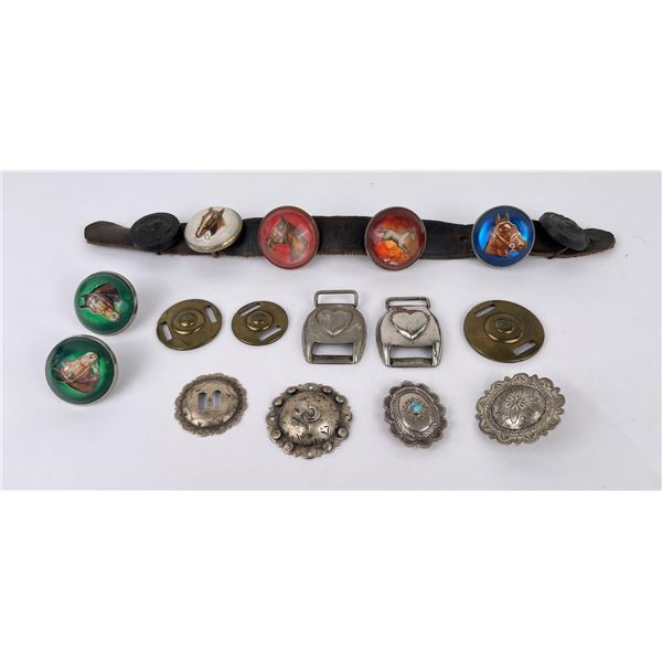 Group of Antique Bridle Rosettes Conchos