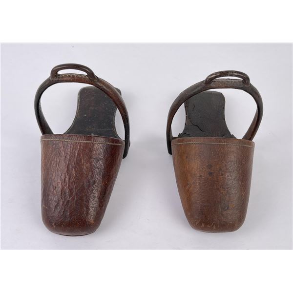Pair of Antique European Leather Covered Stirrups