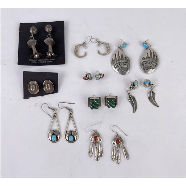 Group of Sterling Silver Navajo Earrings