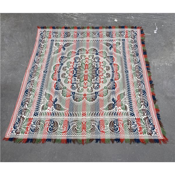 Antique4 Color Jacquard Coverlet Blanket Folk Art