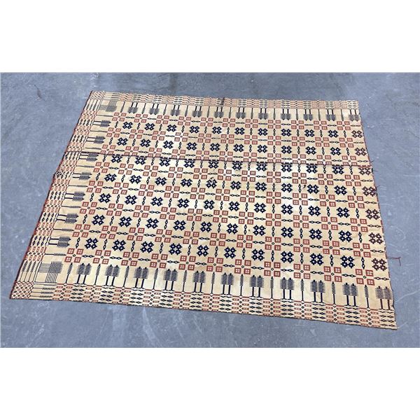 Antique 2 Piece Double Sided Coverlet Folk Art