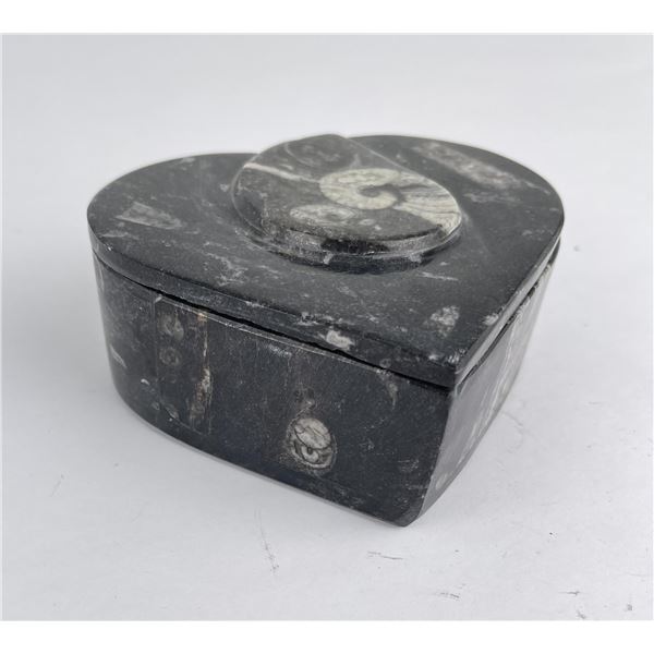 Moroccan Ammonite Fossil Stone Heart Shaped Box