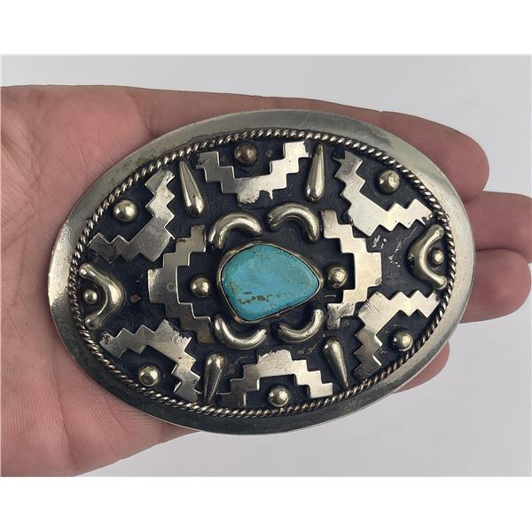 Alpaca Mexico Cowboy Belt Buckle Turquoise