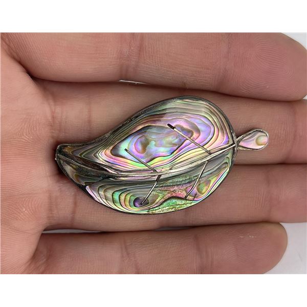 Taxco Mexico Sterling Silver Abalone Brooch Pin