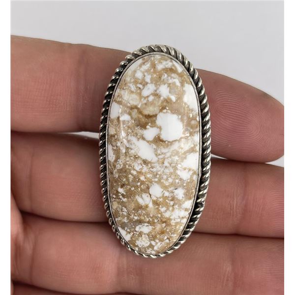Navajo Sterling White Buffalo Turquoise Ring