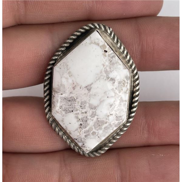 Navajo Sterling White Buffalo Turquoise Ring