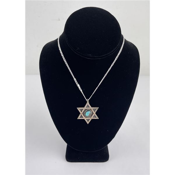 Navajo Sterling Silver Turquoise Star Necklace
