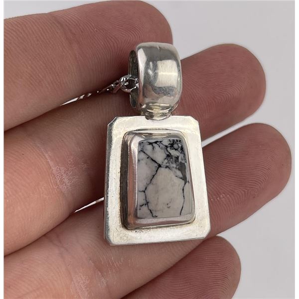 Sterling White Buffalo Turquoise Necklace
