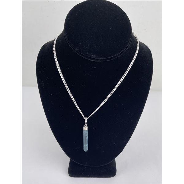 Blue Flourite Spire Sterling Silver Necklace