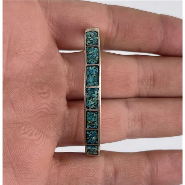 Zuni Turquoise Chip Inlay Silver Bracelet