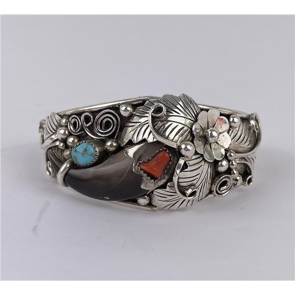 Navajo Sterling Silver Bear Claw Bracelet