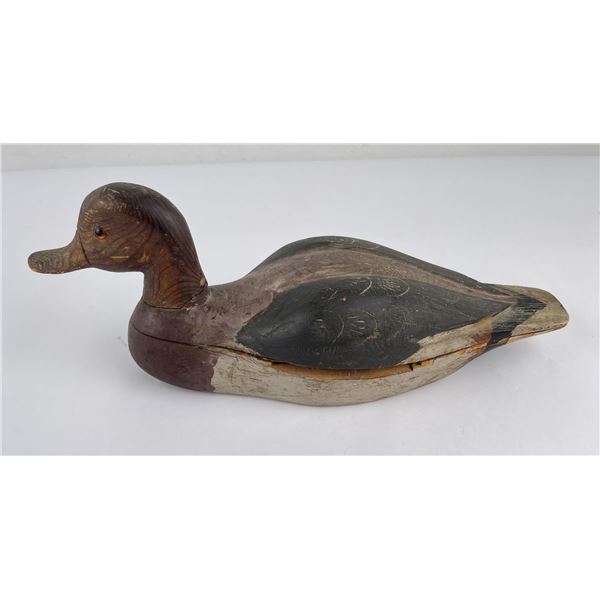 Antique Carved Wood Duck Decoy Glass Eyes
