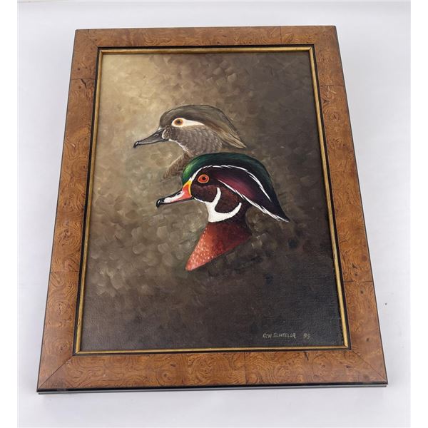 Ken Scheeler Decoy Carver Oil Painting Wood Ducks