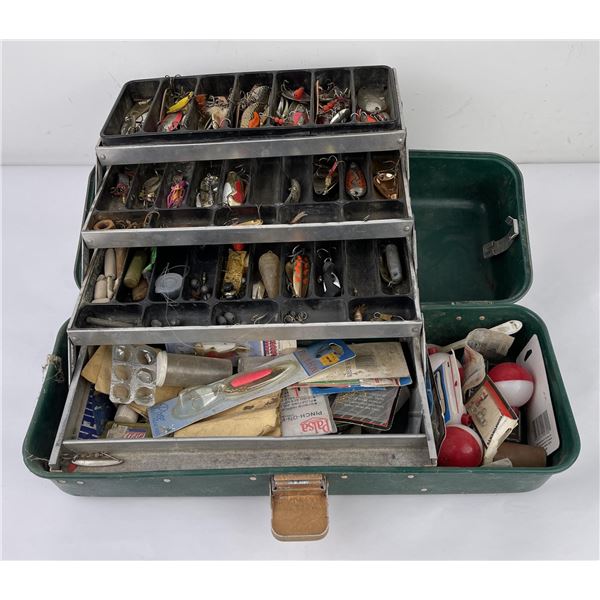 Vintage Fishing Tackle Box and Contents