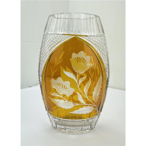 Czechoslovakian Cut Glass Bohemian Vase